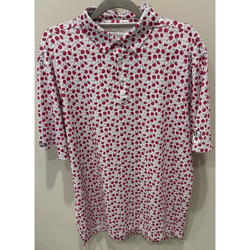 Desert Forest Golf Club - Straight Down Cocktails Print Golf Shirt - Men's Large